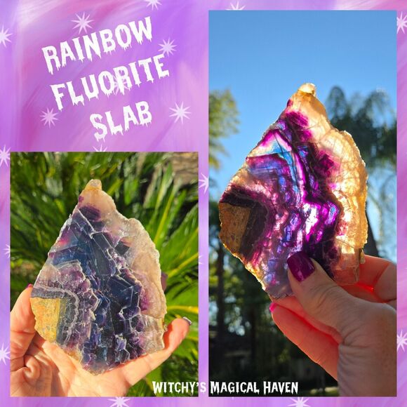 Rainbow Fluorite Crystal Natural Stone Slab - Picture 1 of 14